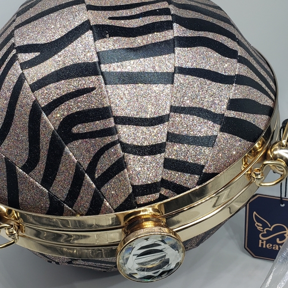 Ball Shaped Satchel in Zebra Sparkle - Picture 4 of 4